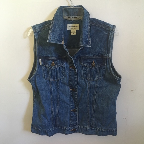 Eddie Bauer Denim sleeveless jacket - Picture 1 of 6